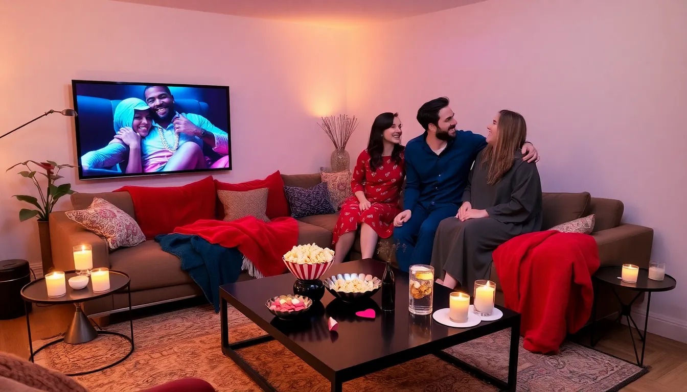 cozy living room set for a romantic at-home date night.