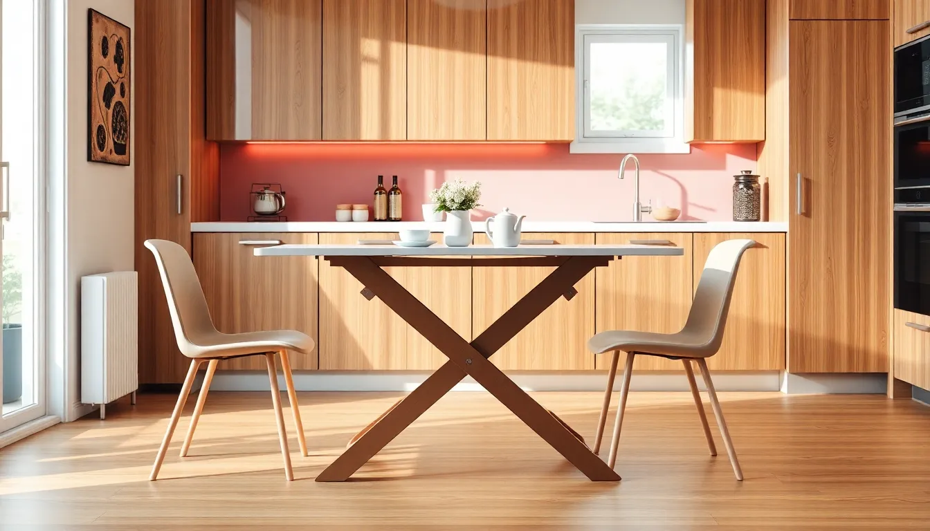 space-saving kitchen table in a modern kitchen setting.